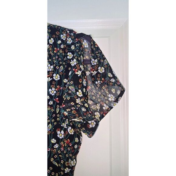 NY Collection Floral Wrap Maxi Dress With Short Sleeves By Calla Collection Blac - Picture 9 of 12